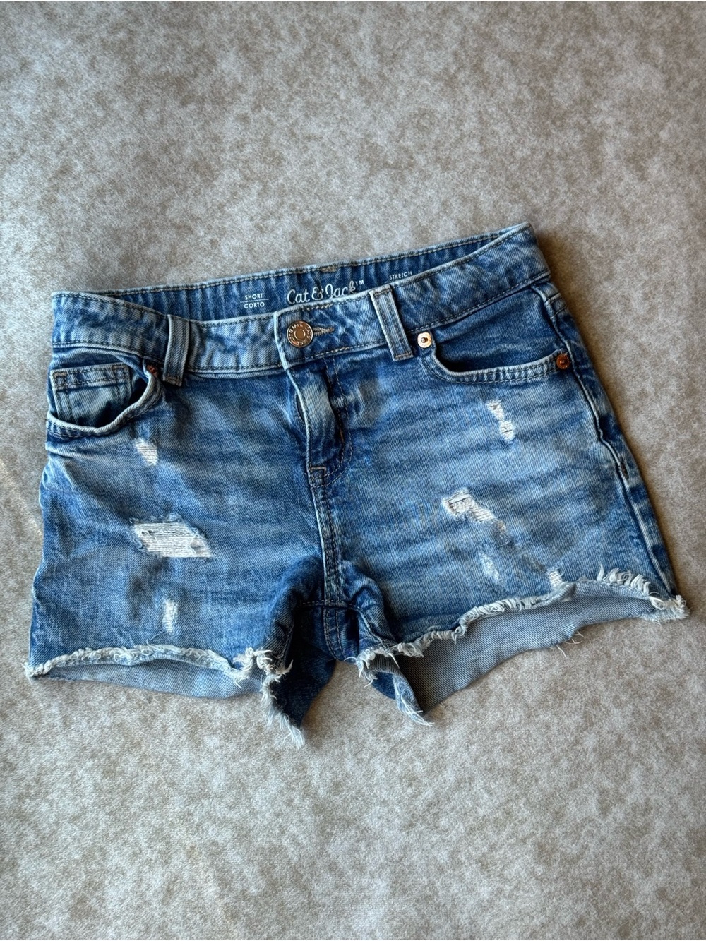 Cat & Jack Girls Distressed Denim Cutoff Shorts Size M 8 Stretch